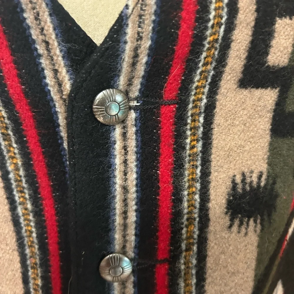 Pendleton Women's Geometric Button Down Vest - Black, Red, Tan - Picture 4 of 5